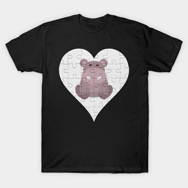 Jigsaw  Hippopotamus Heart Design - Wild Animal Hippopotamus T-Shirt by giftideas